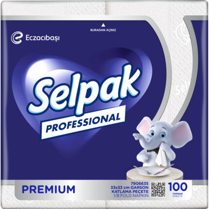 Selpak დაკეცილი ხელსახოცი 1/8 33x33 100 ცალიანი 2 ფენა