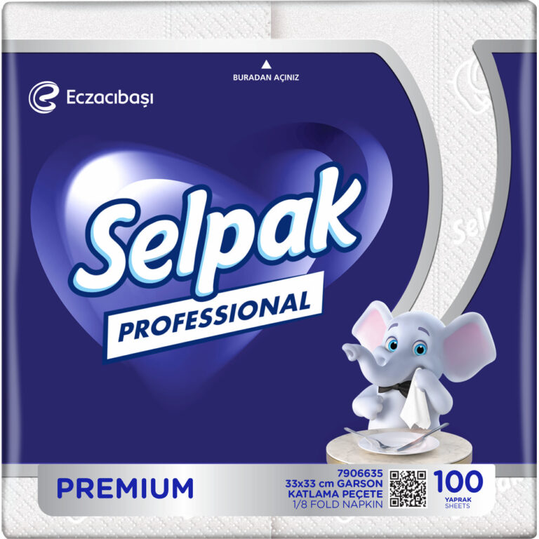 Selpak დაკეცილი ხელსახოცი 1/8 33x33 100 ცალიანი 2 ფენა