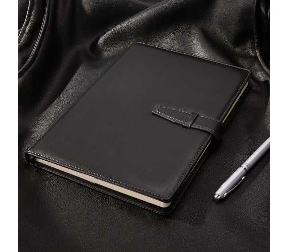 ბლოკნოტი B5; ტყავის ყდით, შესაკრავით 260x185მმ Deli Stationery ხაზი