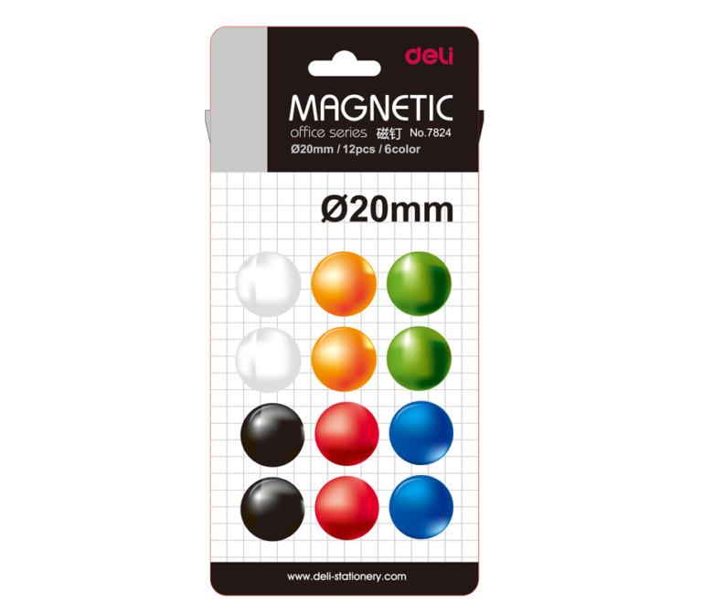 დაფის მაგნიტი 20მმ (შეკვრაში 12ცალი) Deli Stationery 7824
