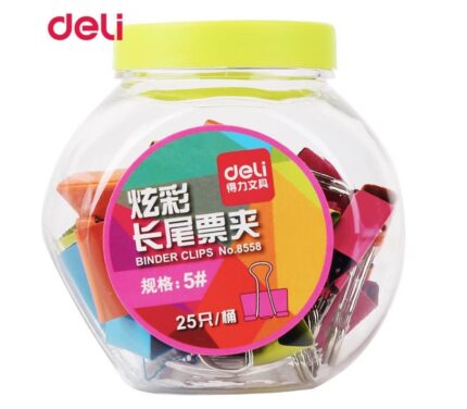 კლიპსი ფერადი 19მმ, 25 ცალიანი შეკვრა Deli Stationery 998558