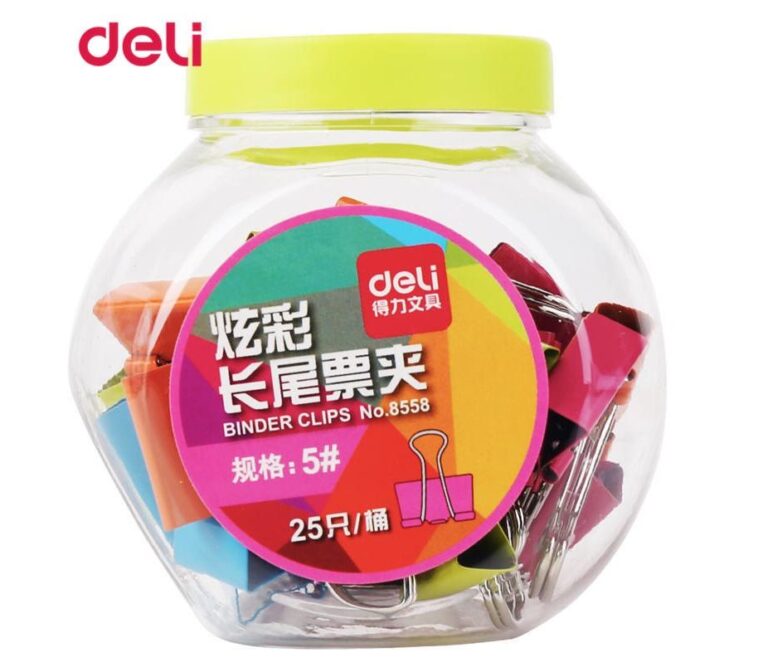 კლიპსი ფერადი 19მმ, 25 ცალიანი შეკვრა Deli Stationery 998558
