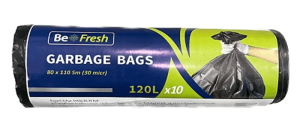 ნაგვის პარკი 120ლ 80x110სმ Be Fresh, შავი, 10 ცალი 3800107327003