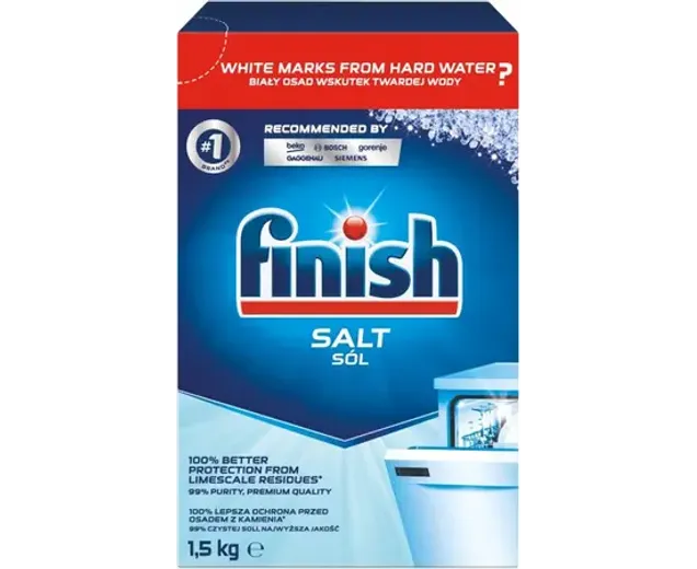 ჭურჭლის სარეცხი მანქანის მარილი Finish, 1,5 კგ.